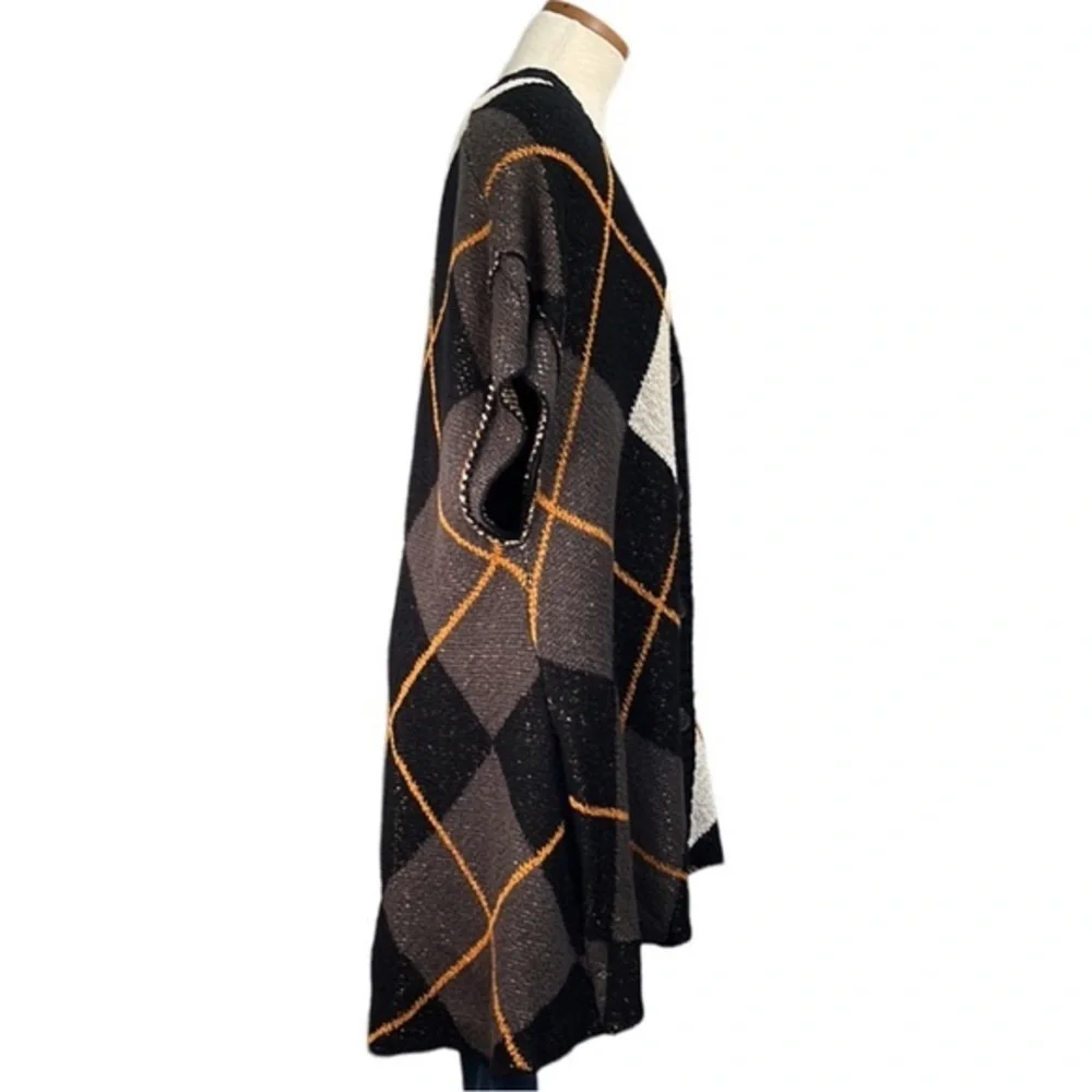 Free People Argyle Swing Chunky Knit Cardigan Dress, Medium - Picture 10 of 16